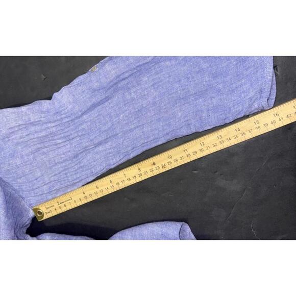 Tahari 100% Linen Blue Lightweight Boho Beach Quiet Luxury Minimalist Blouse 1X - Picture 13 of 14